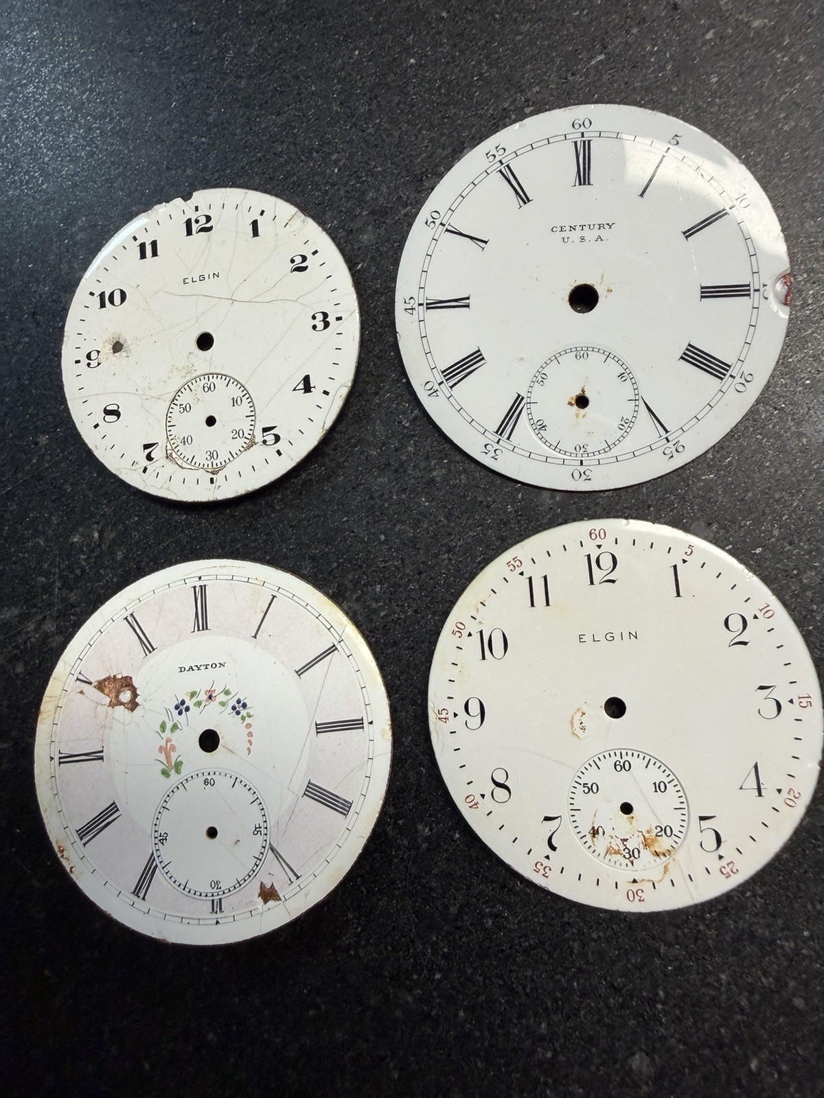 Porcelain Watch Dial Lot 33 Pocket Watch Faces Elgin Waltham Parts Repair Art
