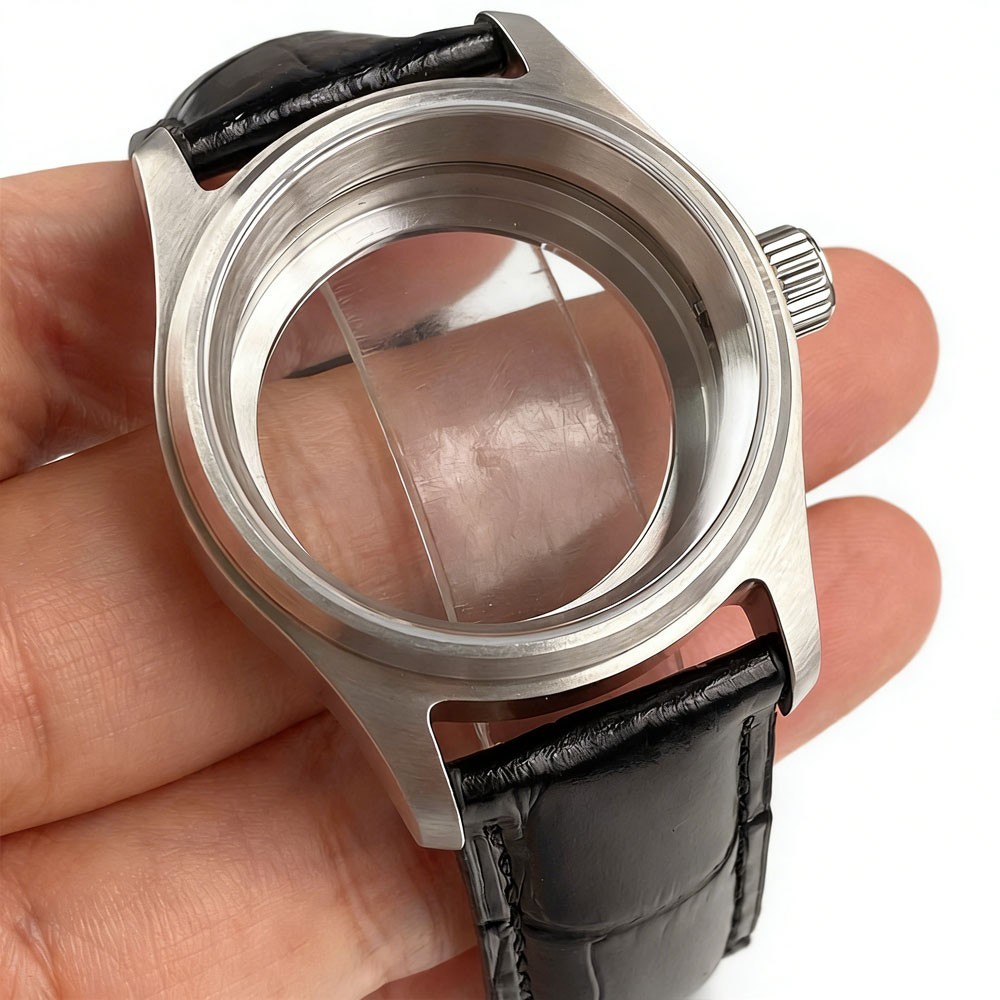 36mm 39mm Pilot Steel Sapphire Glass Watch Case Fit NH35 NH36 2824 8215 leather