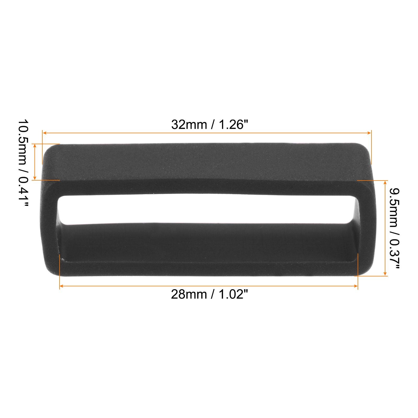 Watch Band Strap Loops Silicone for 28mm Width Watch Band, Black 4 Pcs