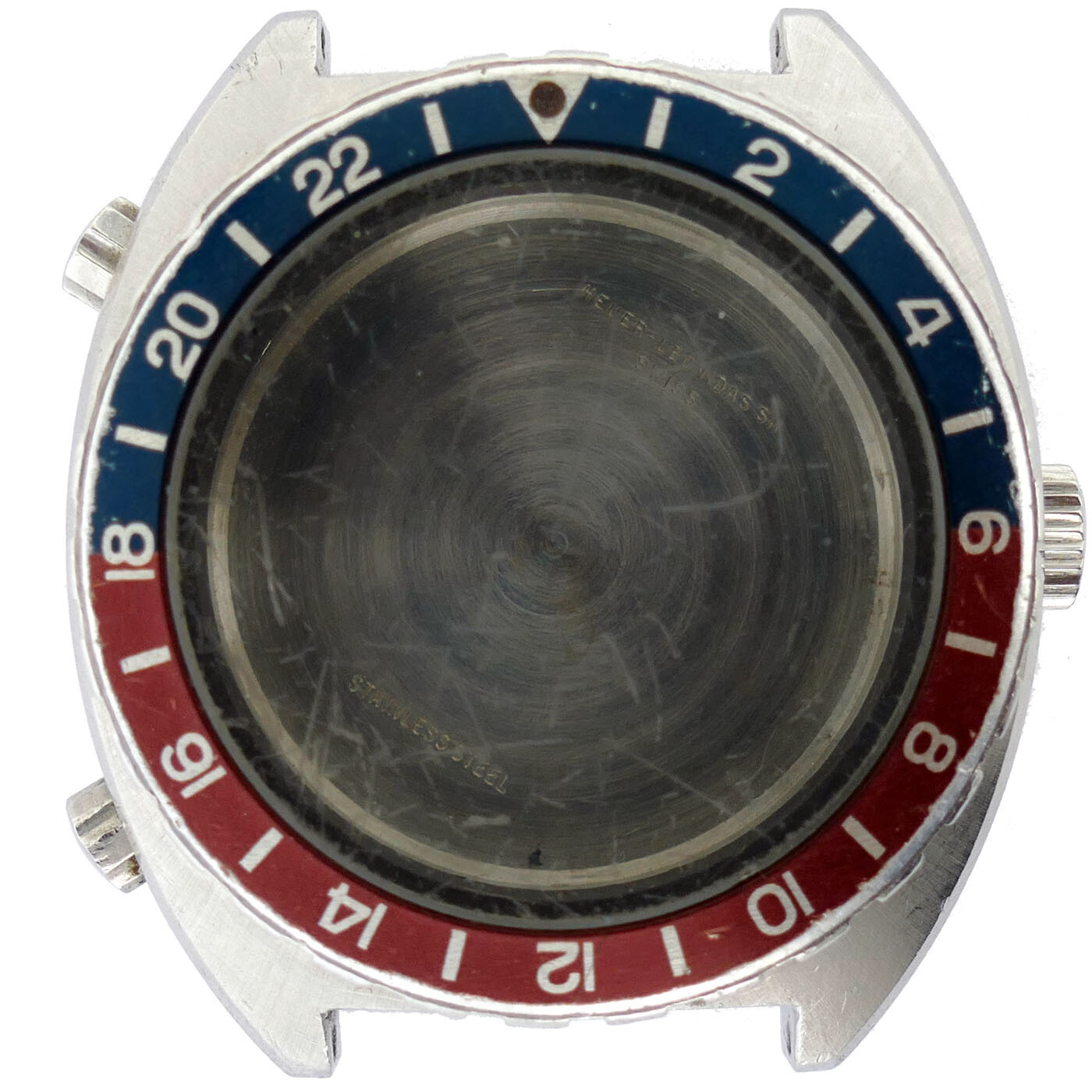 HEUER AUTAVIA 11630 BLUE AND RED BEZEL STAINLESS STEEL MENS WATCH CASE