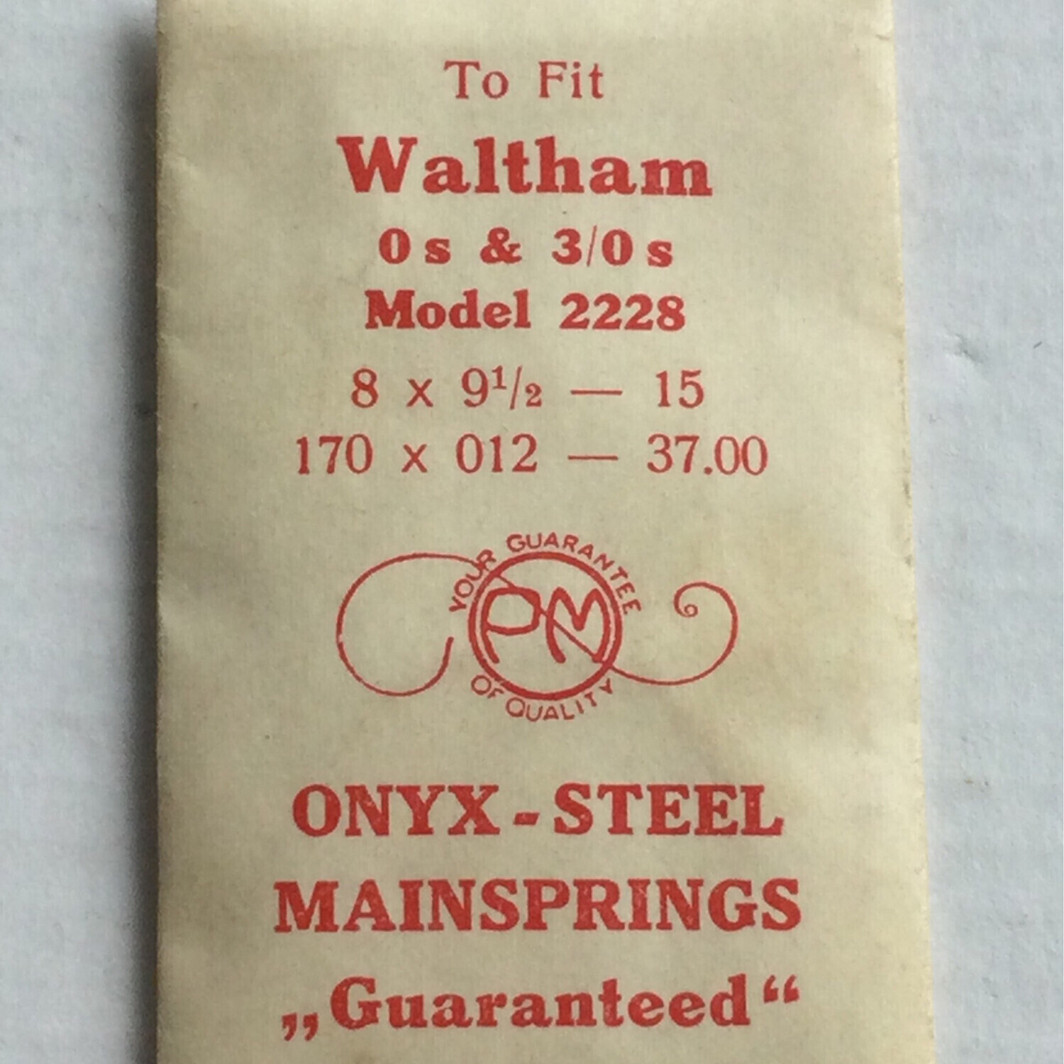 PM Mainspring for Waltham 0s & 3/0s #2228 – ONYX Steel