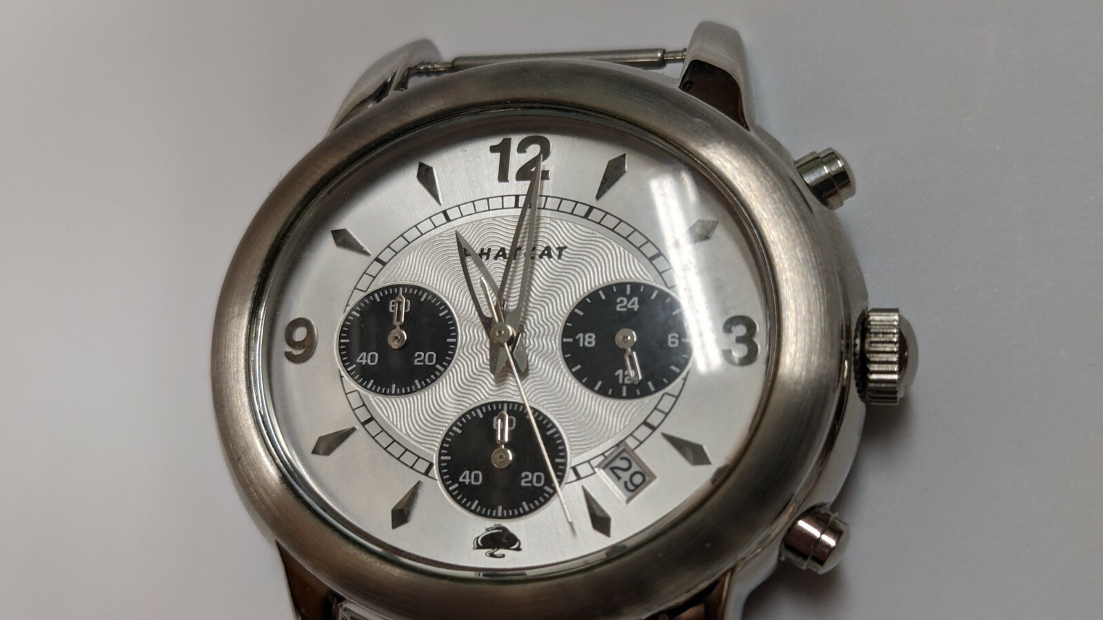 NEW VD53 Chrono Movement, with S/S case, dial, hands, date, black band PHATCAT