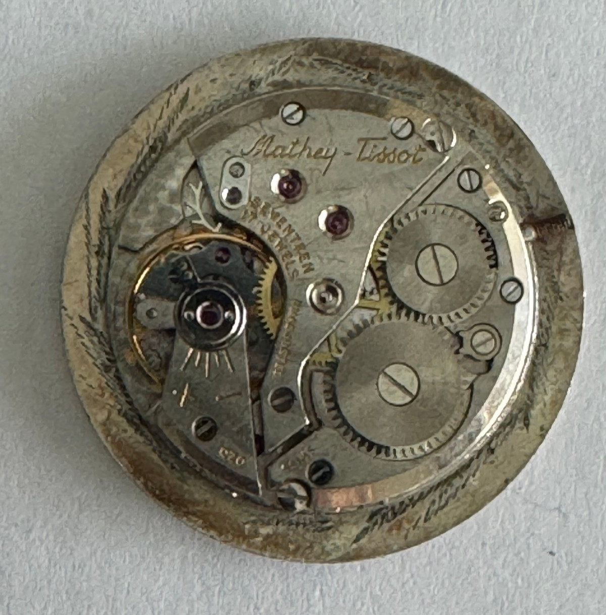 VINTAGE MEN’S MATHEY TISSOT WRISTWATCH MOVEMENT CAL. AV 423 RUNNING GREAT 17J