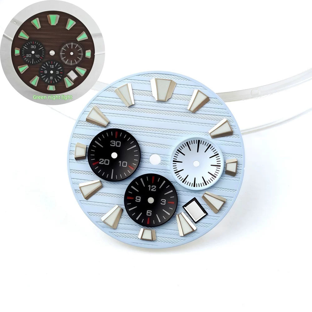 44.5mm Stainless Watch Case+Strap Sapphire for VK63 VK64 Movement 32.5mm Dial