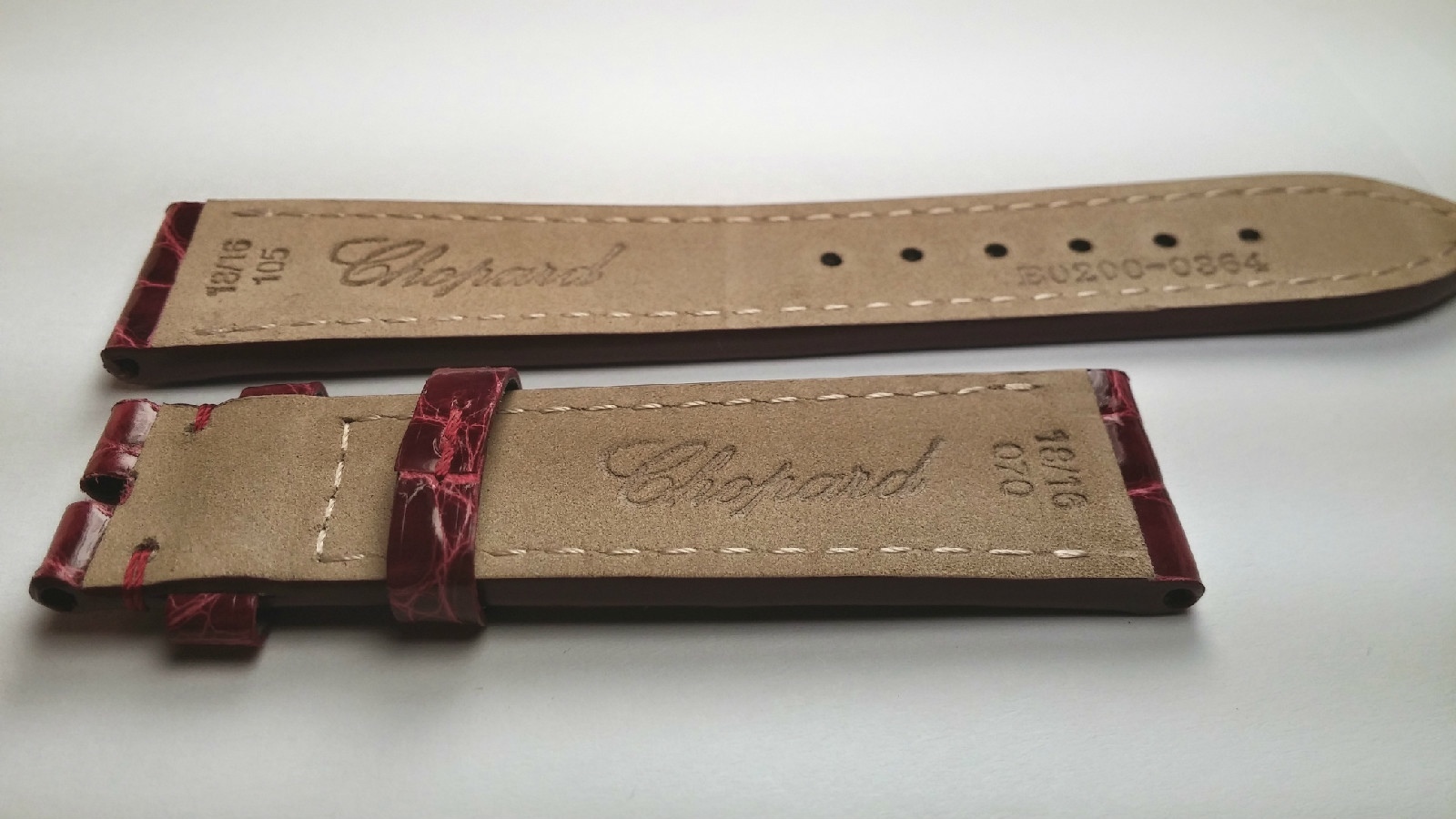 Genuine NEW Chopard Wrist Watch Band, SHORT, 18/16mm Alligator Burgundy, NEW