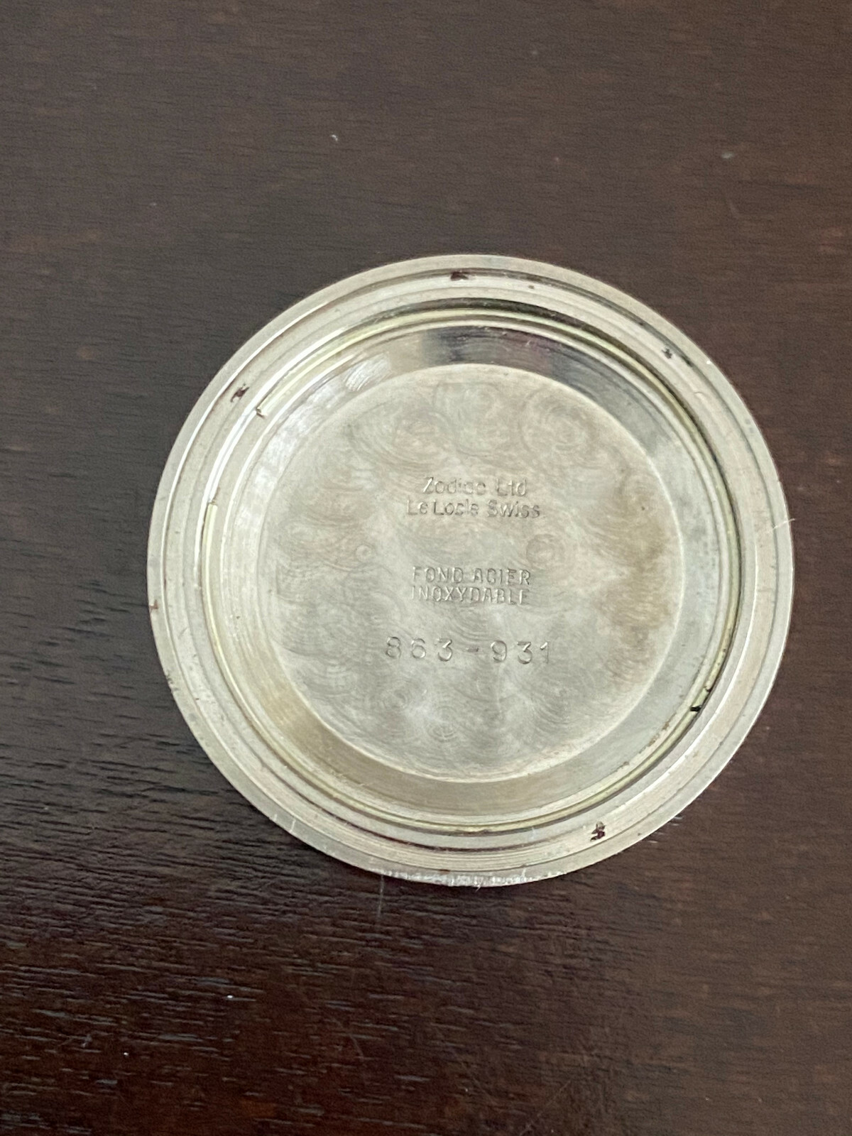 VINTAGE ZODIAC CASE BACK ONLY, EXCELLENT CONDITION,REF#863.931,33MM IN DIAMETER