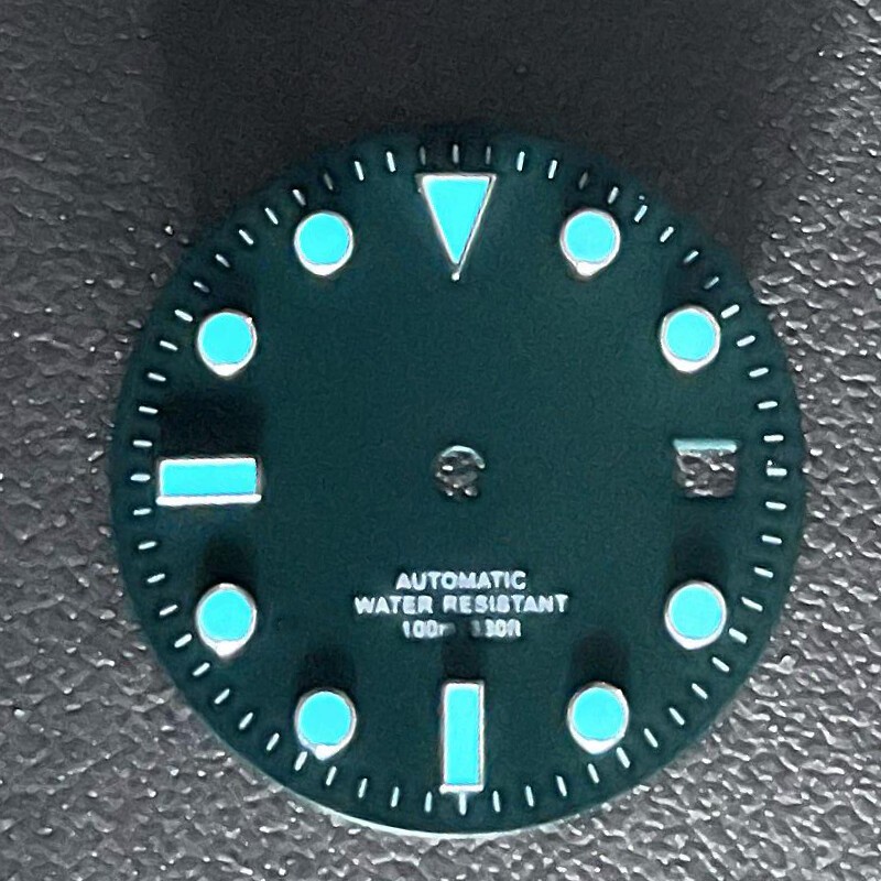28.5mm Diver Watch Dial Blue Green Lume For NH35 ETA2824 8215 2836 Movement