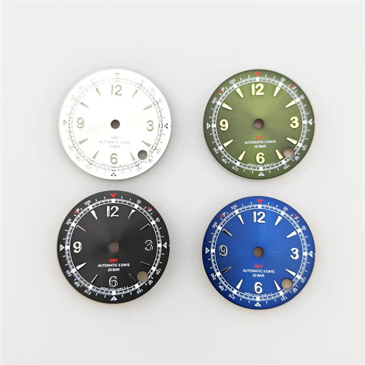 28.5mm GMT Watch Dial Green Lume For Nh34 Nh35 Nh36 4R Movement Watch Accessory