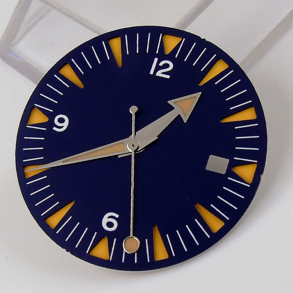 Black/Blue 31mm Watch Dial Parts For NH35 Automatic Movement With Date Window