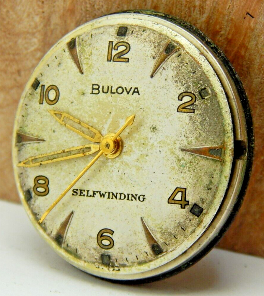 Vintage 1954 Bulova 10CSC automatic men’s wrist watch movement with dial & hands