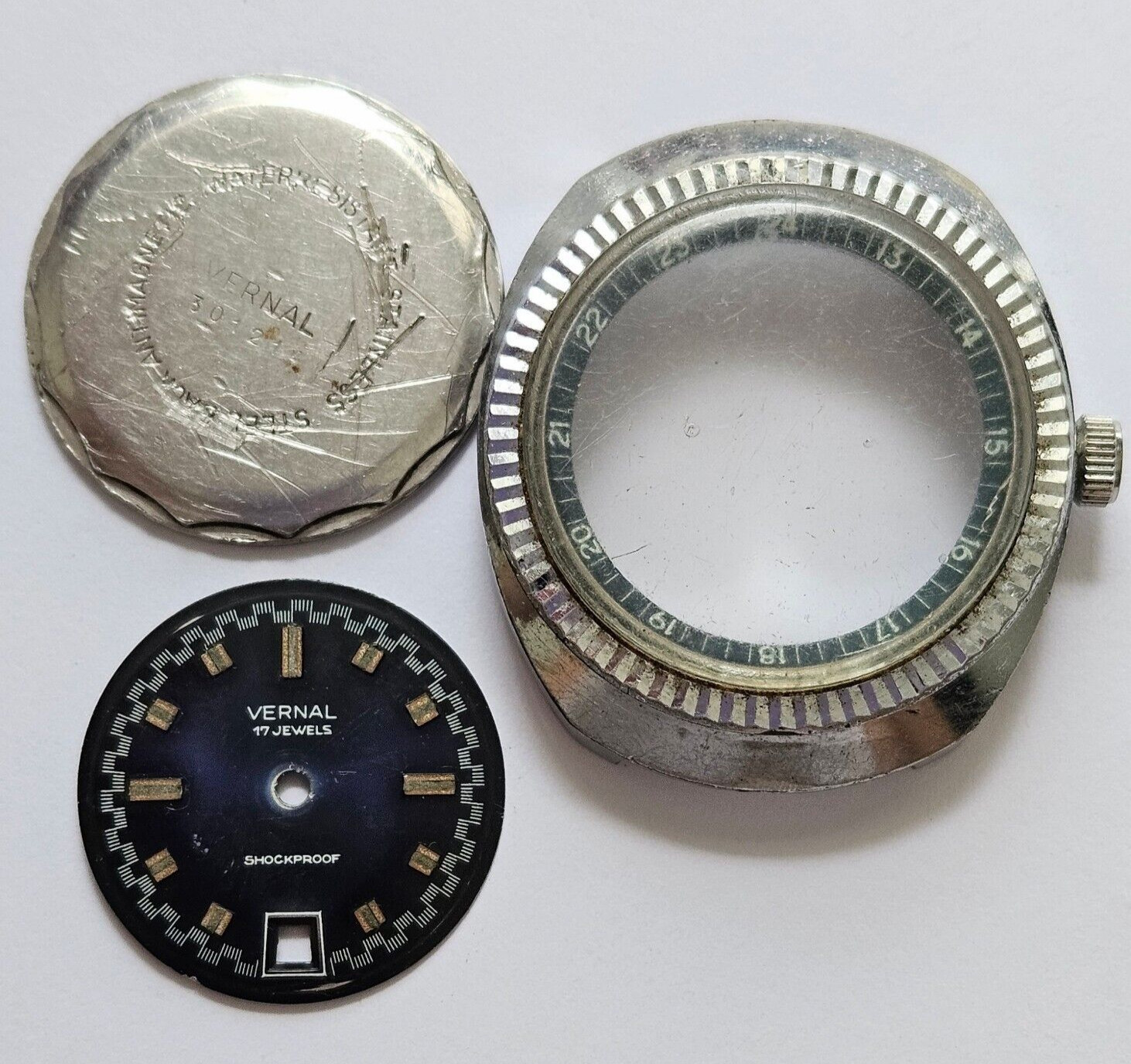 VERNAL Automatic Shockproof cal 3012 Watch Blue Dial Vitange Part or Spare