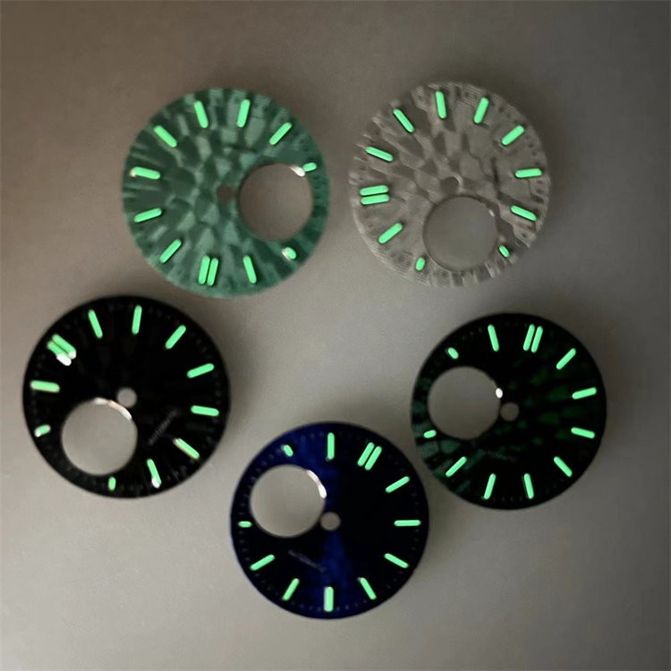 28.5mm Mechanical Watch Dial Green Luminous For Nh34 Nh38 Movement Accessories
