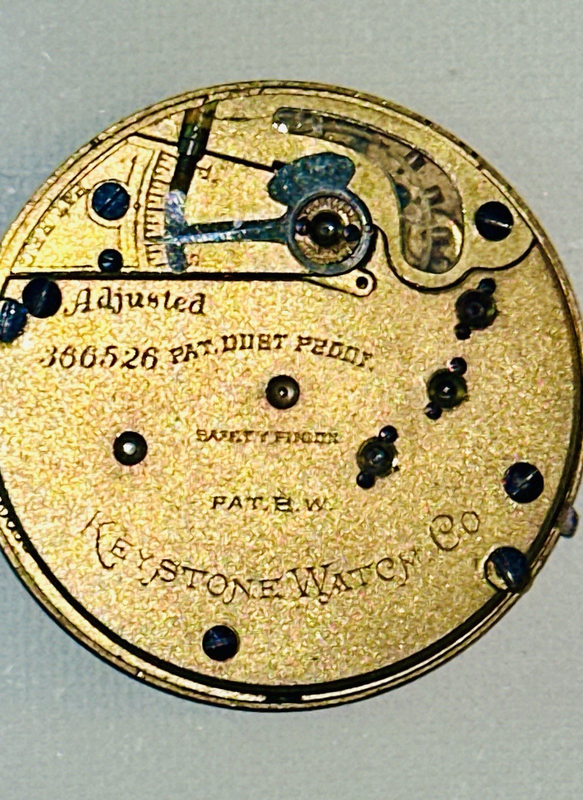 Vintage Keystone Watch Co 18s Hunting Pocket Watch Movement 15J-G #366526,Parts