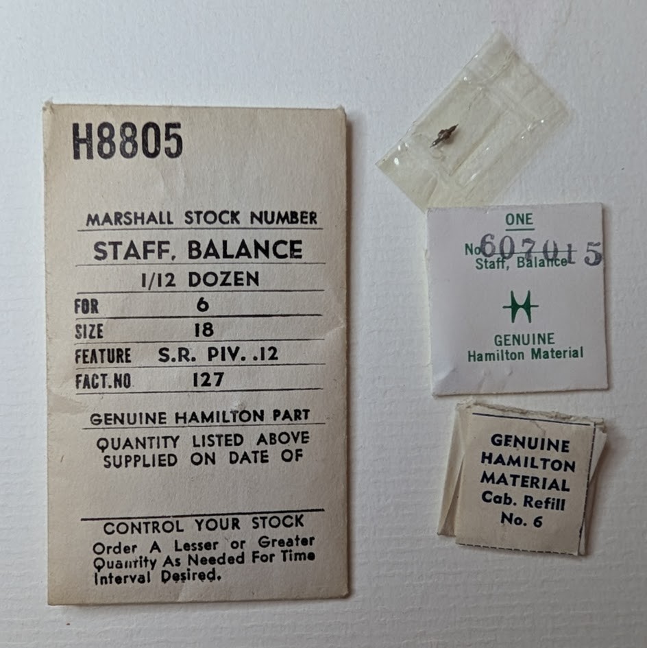 1 Genuine Hamilton Balance Staff No. 607045 Size 18 Fact. No. 127 Cab Refill #6