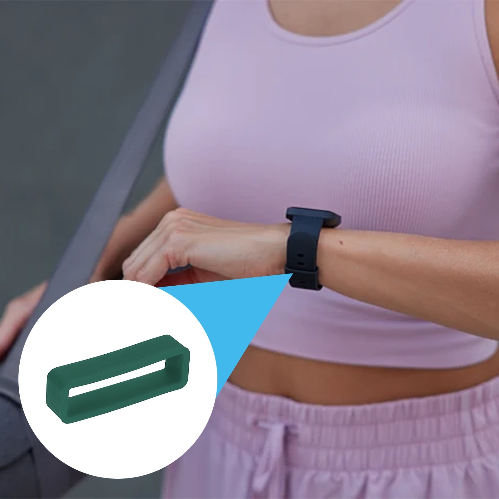 6Pcs, Watch Band Loop 26mm Silicone Watch Strap Retainer Loop Dark Green