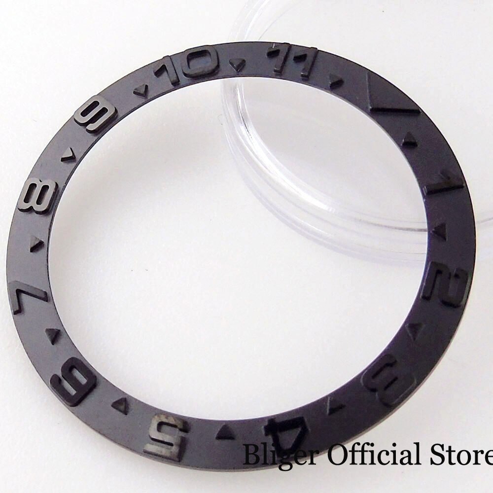 BLIGER 38mm*30.6mm Steel Rose Gold/Black Slope 12 Hours Watch Bezel Insert Ring