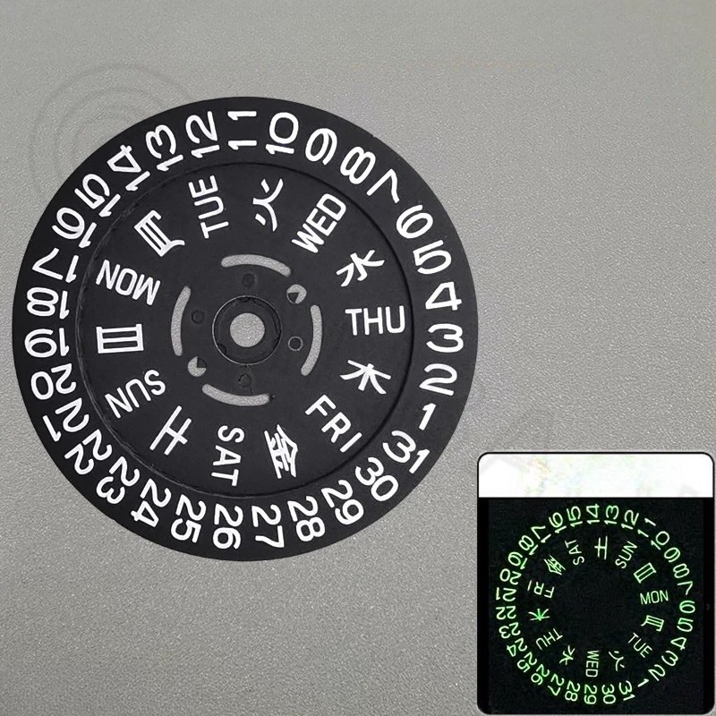 Day Date Wheel Dial Part Green Blue Lume Fit Watch Mod Replacement