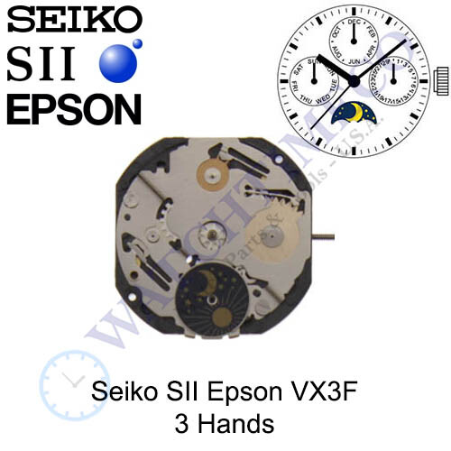 Genuine Seiko SII Epson VX3F Watch Movement Japan 3 Hands