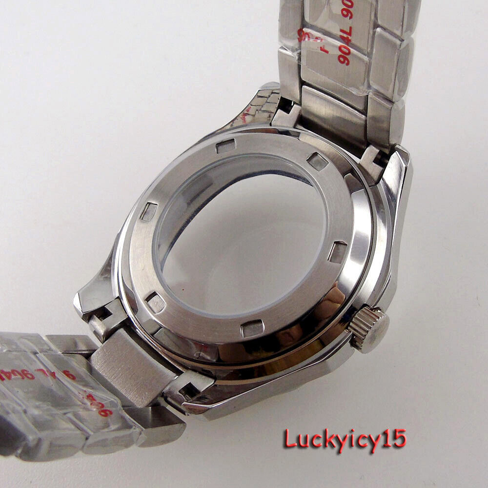 40mm Square Silver Black PVD Mens Watch Case Fit NH35A NH36A NH34A Automatic Mov