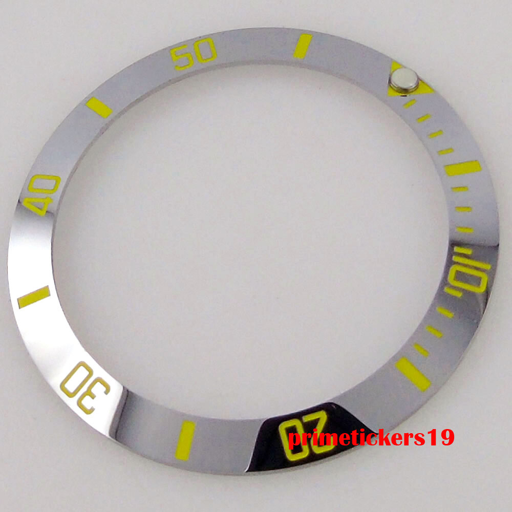 38mm*30.6mm Sloped Steel Watch Bezel Insert Ring Shiny Fit 40mm SUB Watch Case