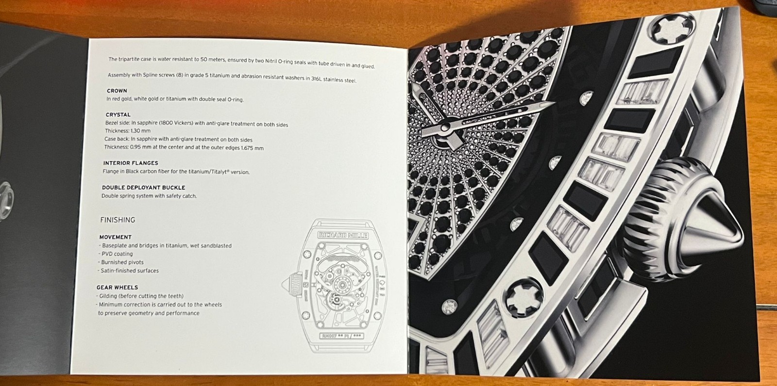RARE Richard Mille RM007 Boutique Exclusive Technical Specification Leaflet