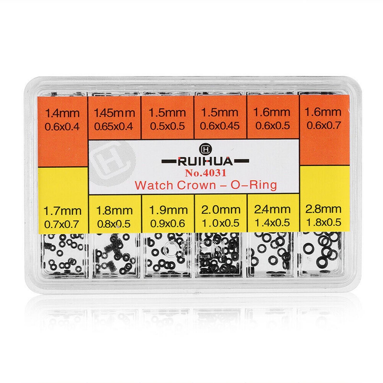 Approx 1000Pcs Assorted 12 Sizes Watch Crown Waterproof Rubber O-Ring Gasket G