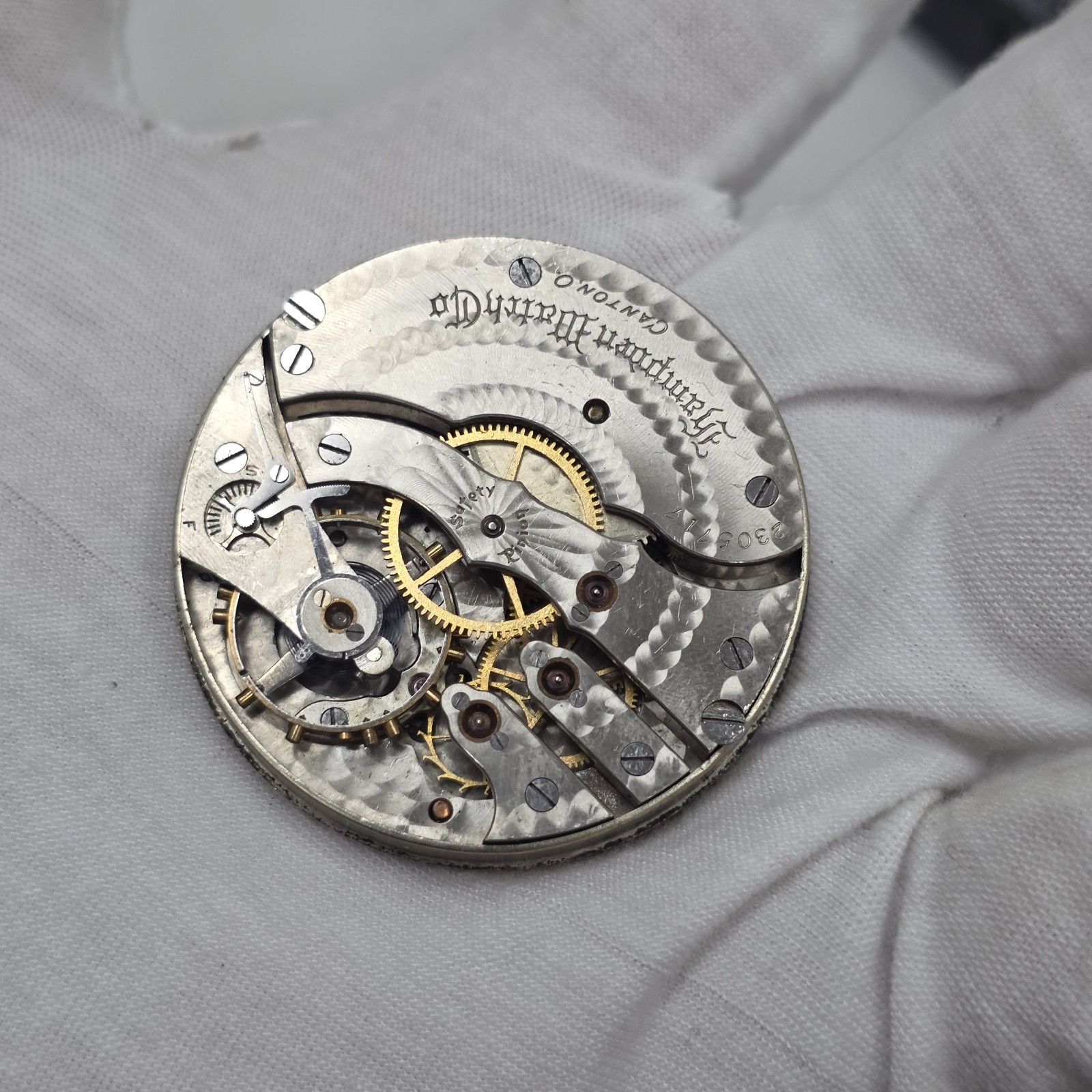 1907 Antique Pocket watch movement Hampden Grade 109 16 size 15 jewel open face