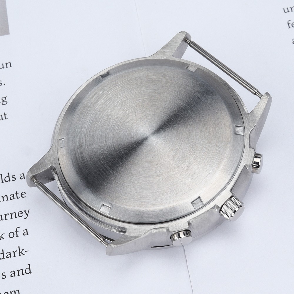 Retro Aviator Watch Case Brushed 46.8mm Stainless 10ATM For Seiko VD53 Movement