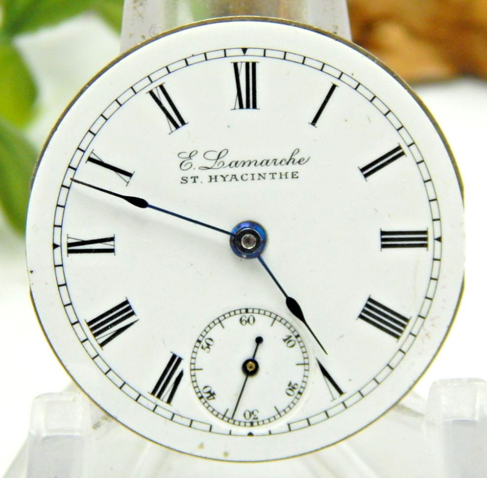 Antique Pocket watch movement E Lamarche St Hyacinthe 29mm Hunting Case