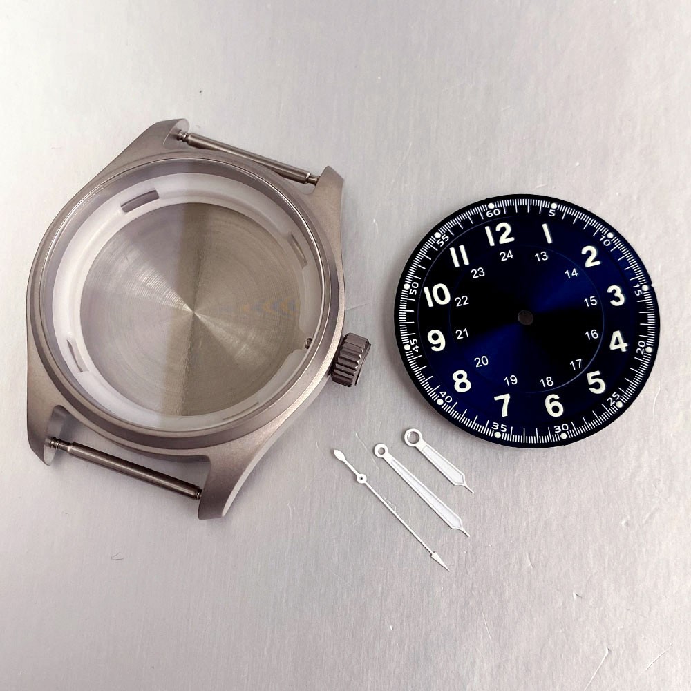 Titanium Classic Pilot 39mm Sapphire Glass Watch Case For NH35 PT5000 Miyota8215