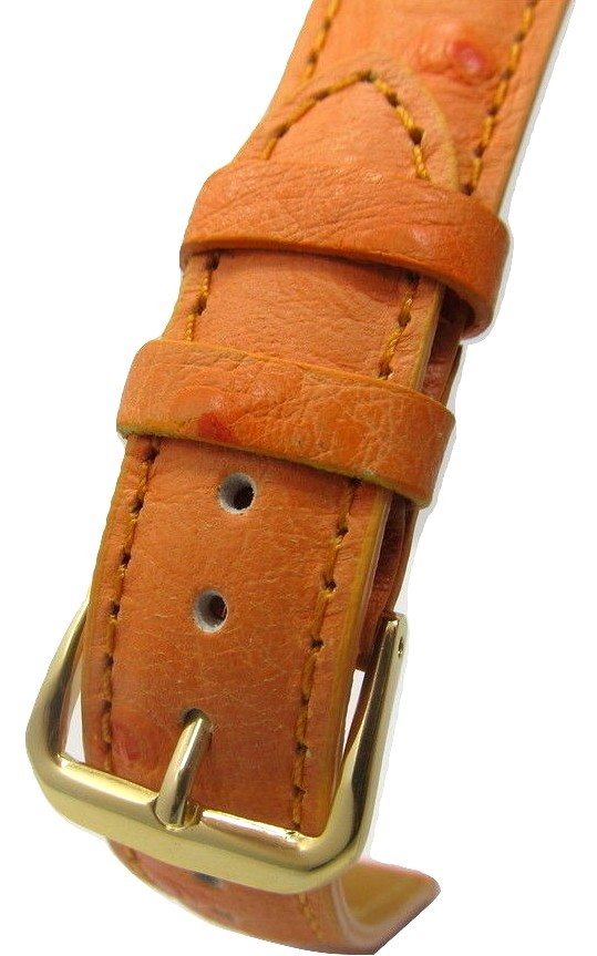 Ostrich Grain Genuine Leather Padded Rich Colors Watch Band Strap 18mm & 20mm