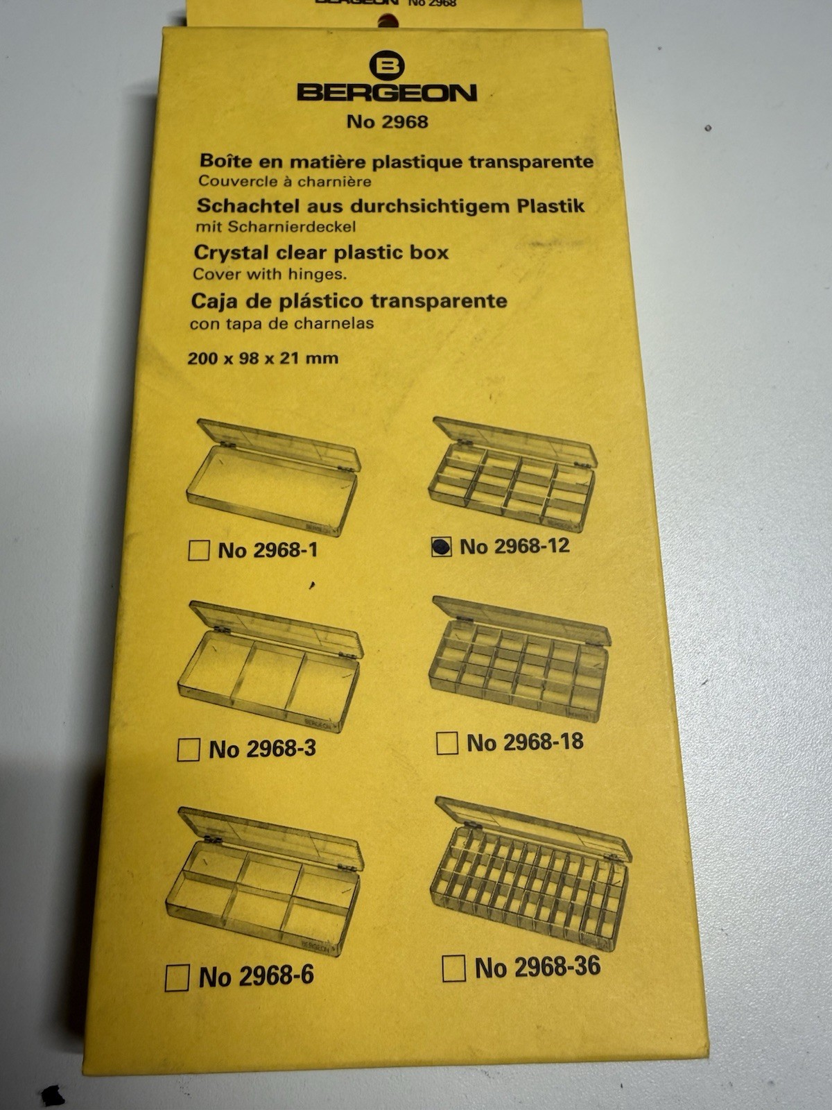 Bergeon 2968-12 Crystal Clear Plastic Box NOS