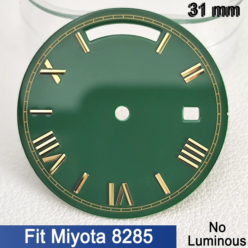 31mm Sunray Dial for Miyota 8218 Blue Luminous Roman Date Watch Face Replacement