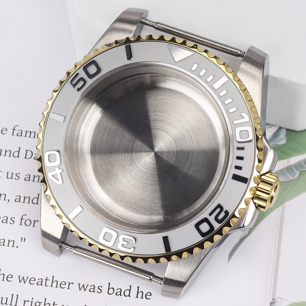 FEIYASHI Rotating Bezel Gold Steel Watch Case Sapphire 40mm For Seiko NH35 NH36