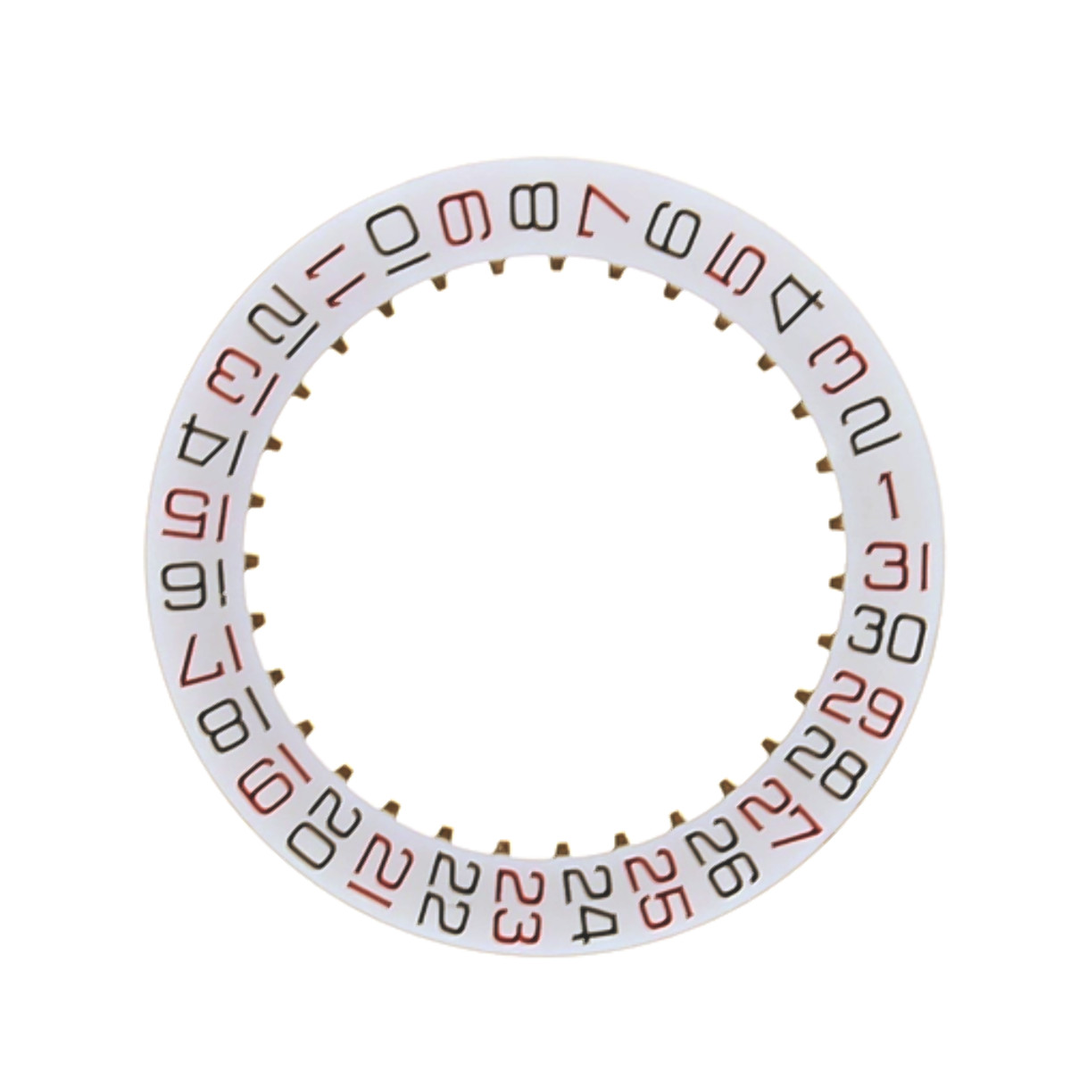 WHITE ROULETTE DATE DISC WHEEL FOR ETA 2824-2 WATCH BLACK/RED NUMBER MOVEMENT