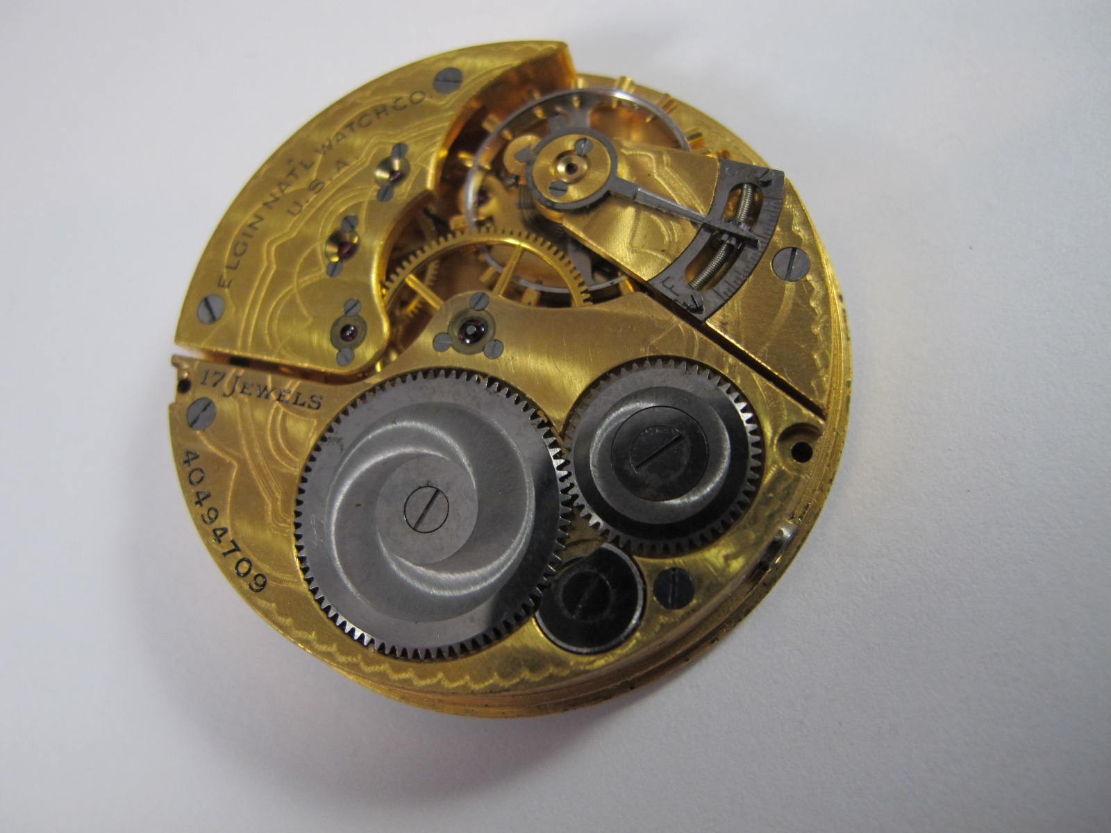 ELGIN MENS 1942 16S ELGIN 17J GRADE 347 WATCH MOVEMENT WITH MILITARY DIAL HANDS