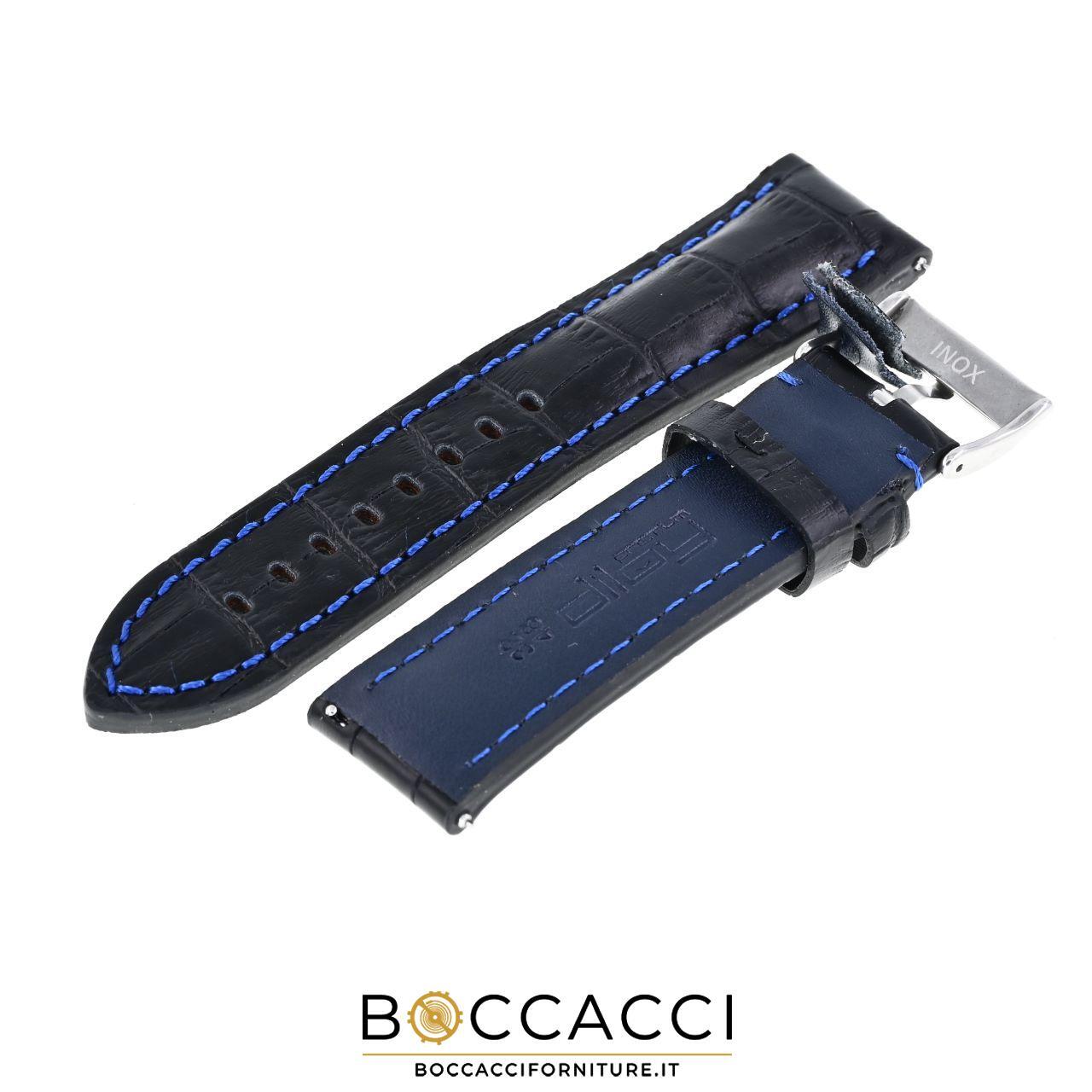 DILOY Easy Fit/Remove 24mm Black Leather Crocodile Print Padded Strap…