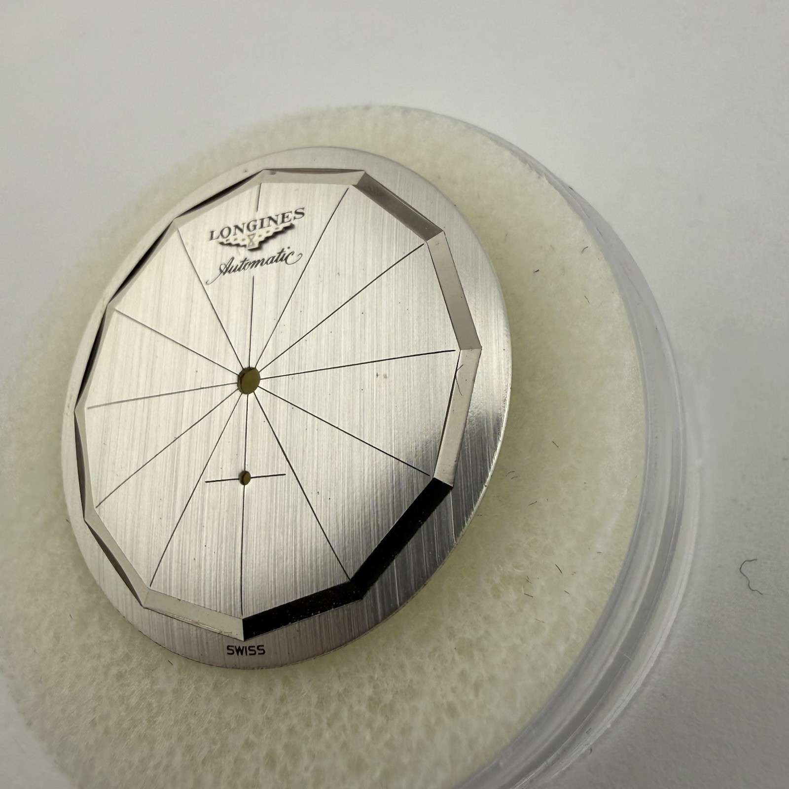 Longines Automatic Watch Dial Silver Spiderweb Mirror Edge Finish 29mm – NOS