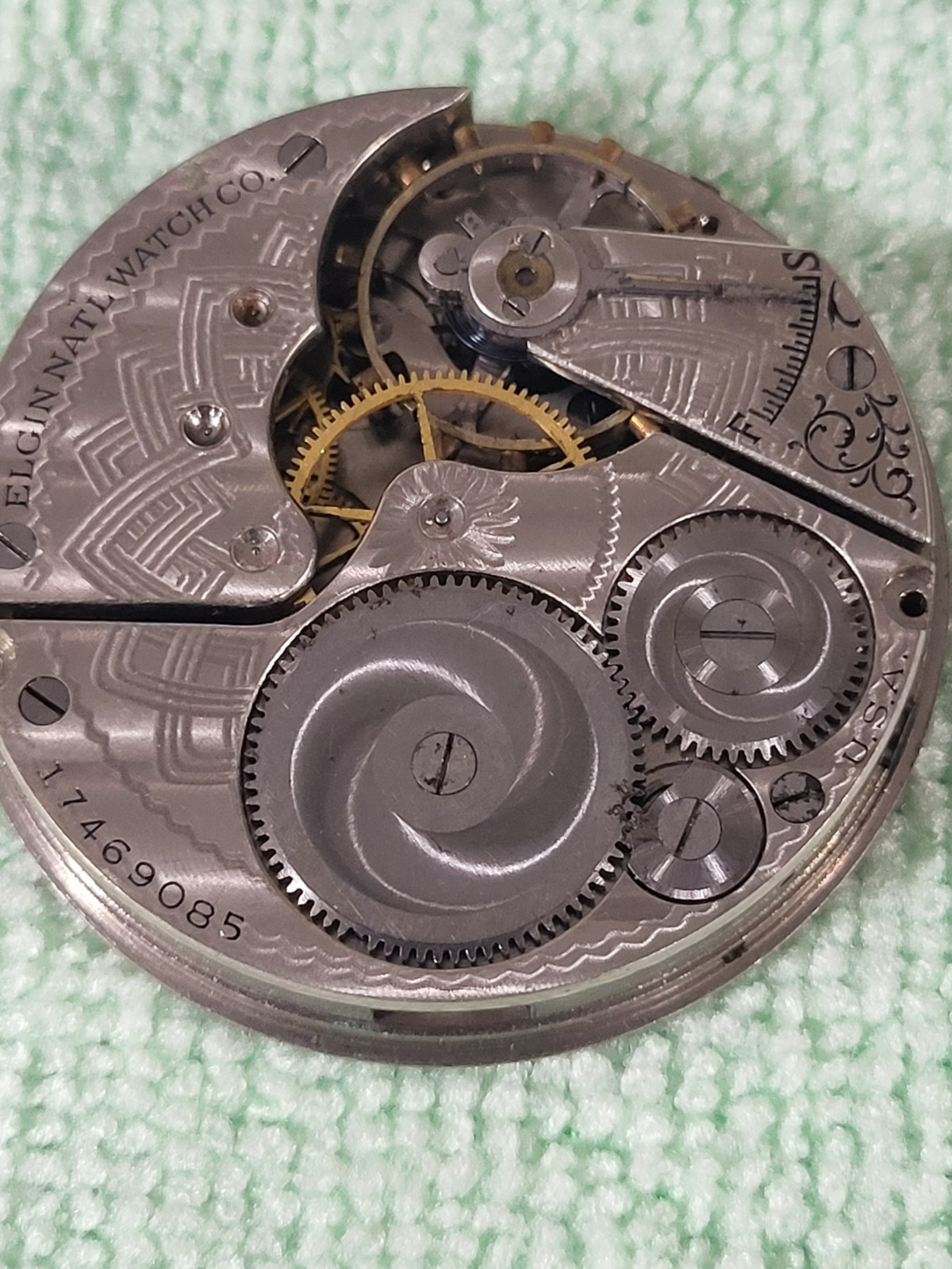 Vintage 1913 Elgin Pocket Watch Movement 12s 7J Grade 303 Spares Repair Steampun