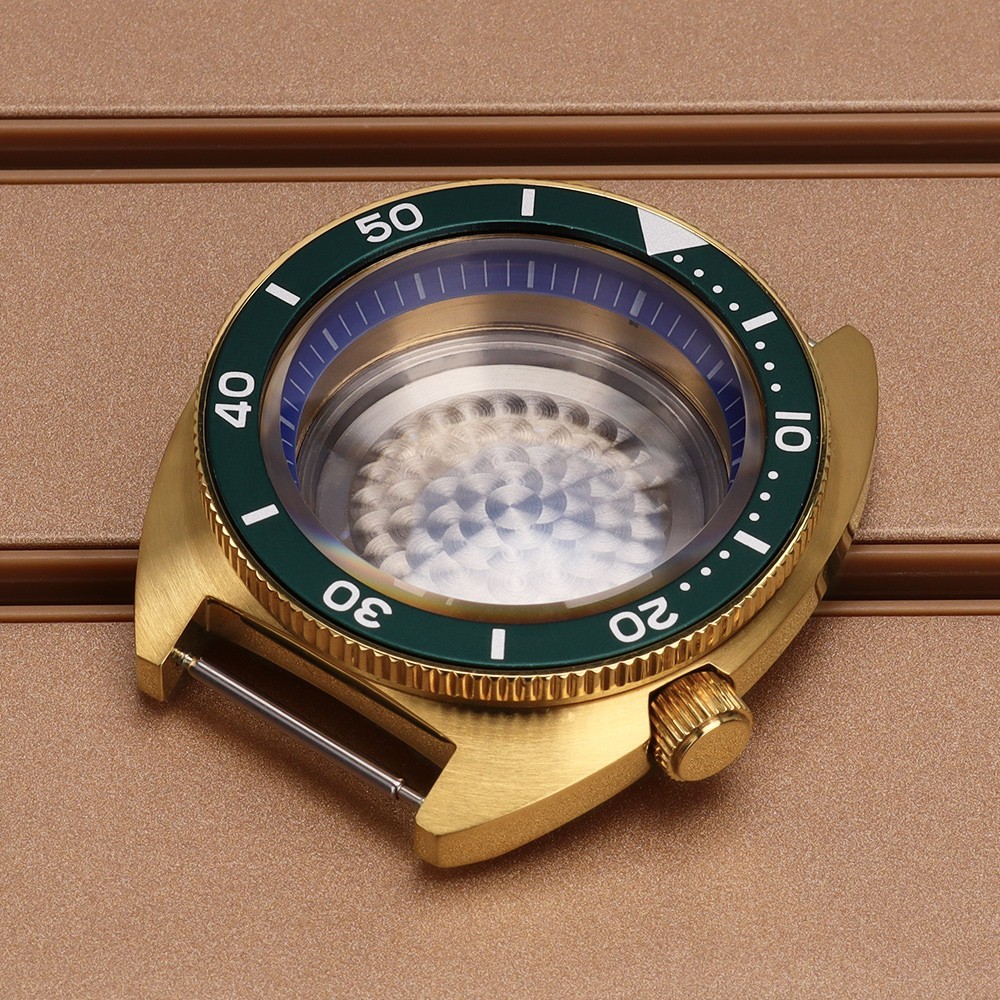 Sapphire Steel Gold 41mm Watch Case Modify turtle SKX Mod For Seiko NH34 35 NH36
