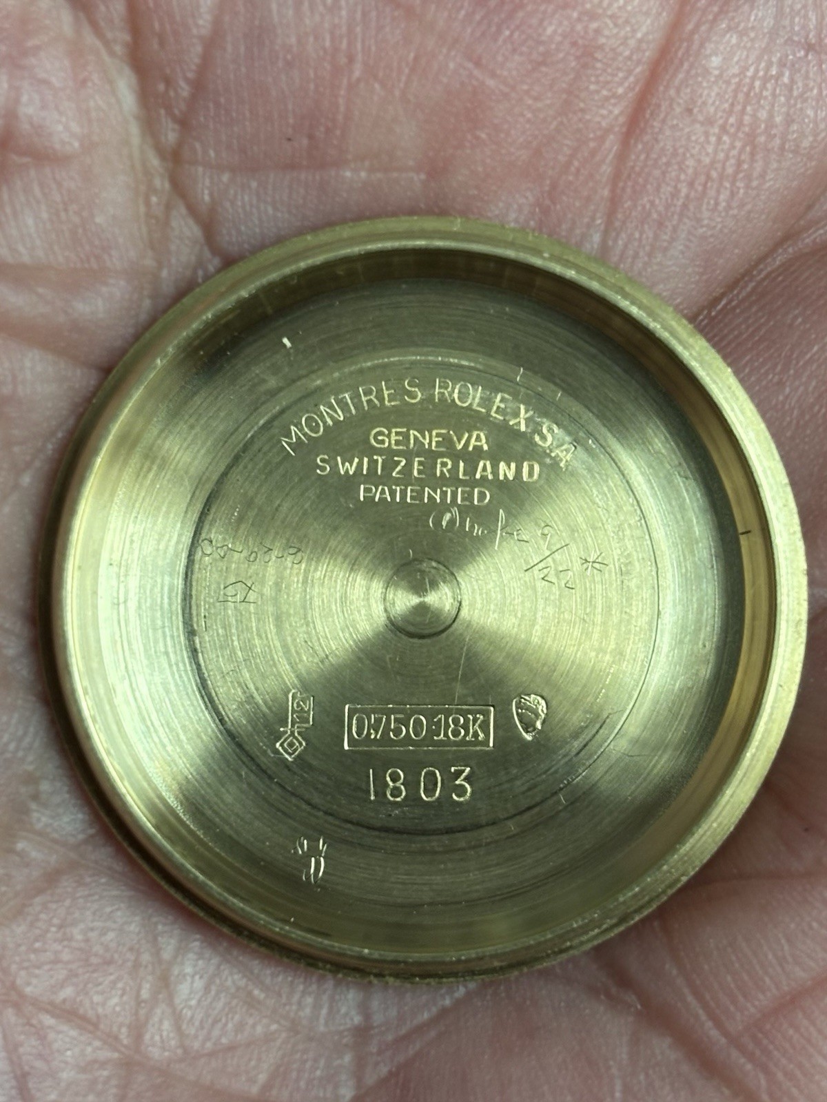 Rolex 1803 – 1807 Day Date President 18K Case Back 1970s-1980s