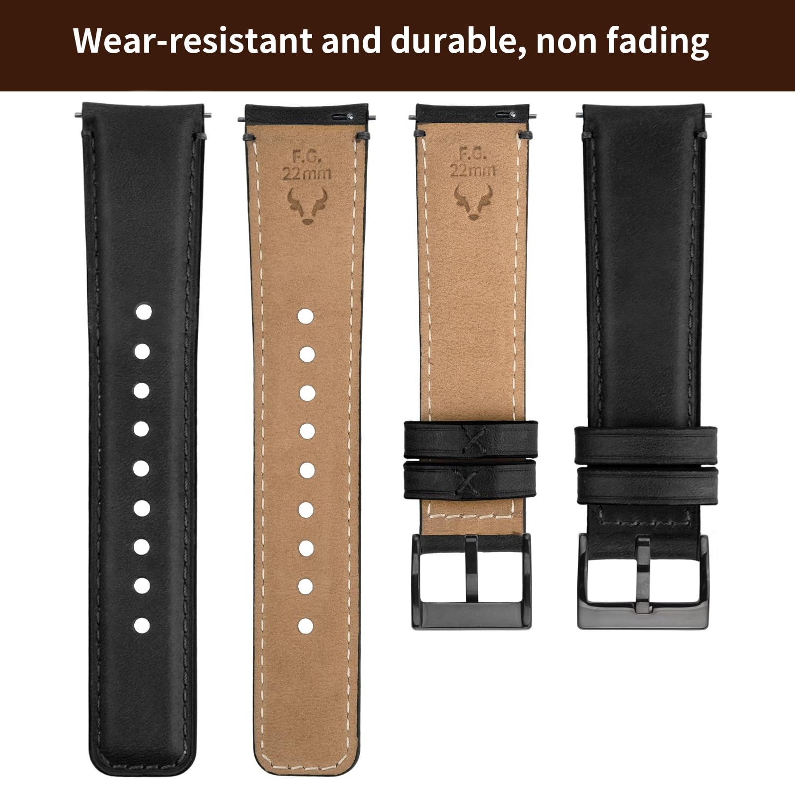 Fullmosa Watch Bands,18mm 19mm 20mm 22mm 24mm 26mm Quick Release Leather Watc…