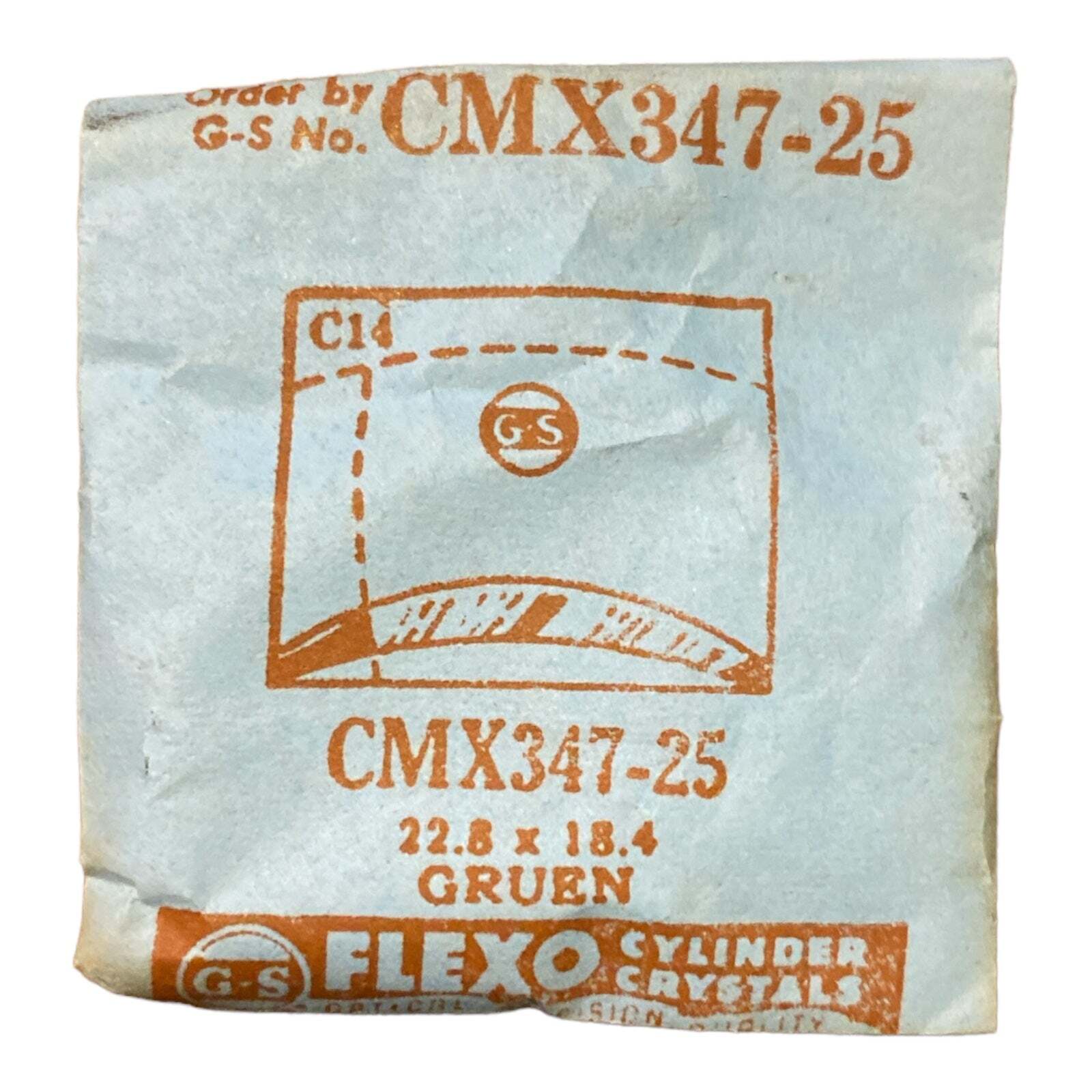 Germanow-Simon Mach (GS) CMX347-25 Watch Crystal 22.8×18.4 NOS Part Flexo Gruen