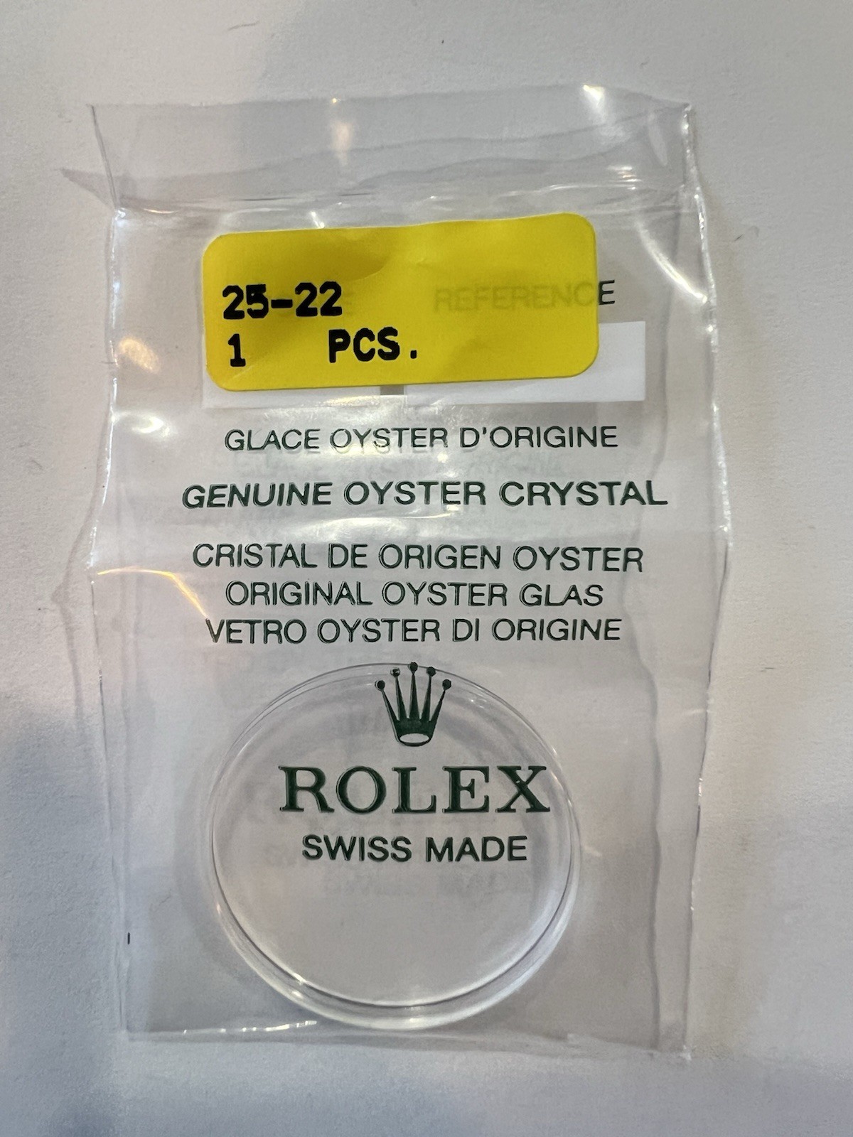 Genuine Rolex Crystal Model 25-22.