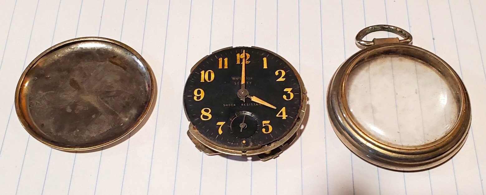 1965 Westclox Scotty Pocket Watch Parts Lot Case Dial & Frame Parts/Repair