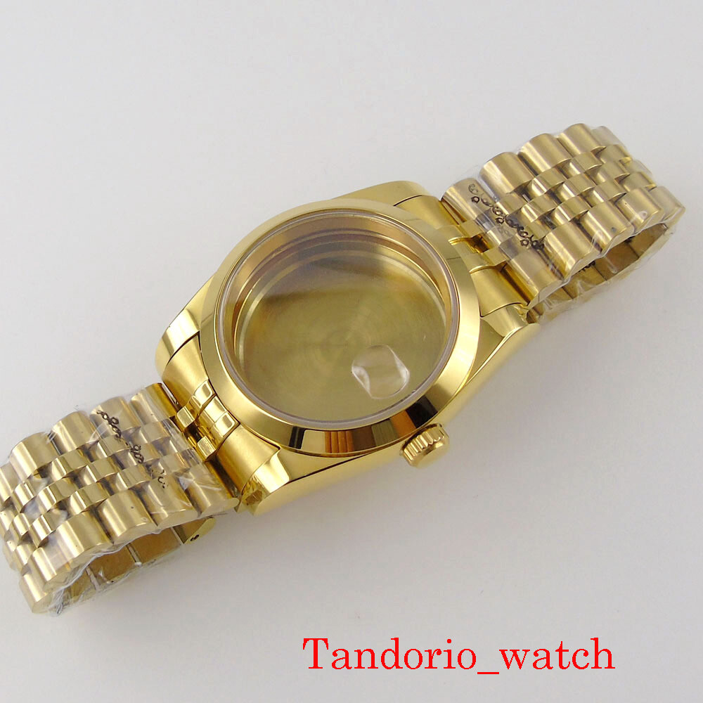 36mm/39mm Luxury Yellow Gold Watch Case/Strap For NH35A NH36 MIYOTA8215 Movement