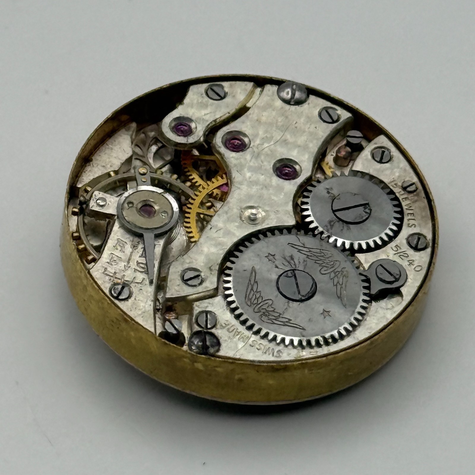 Rotary 5/240 Watch Movement 15 Jewels Swiss Manual Wind Parts Repair 22mm