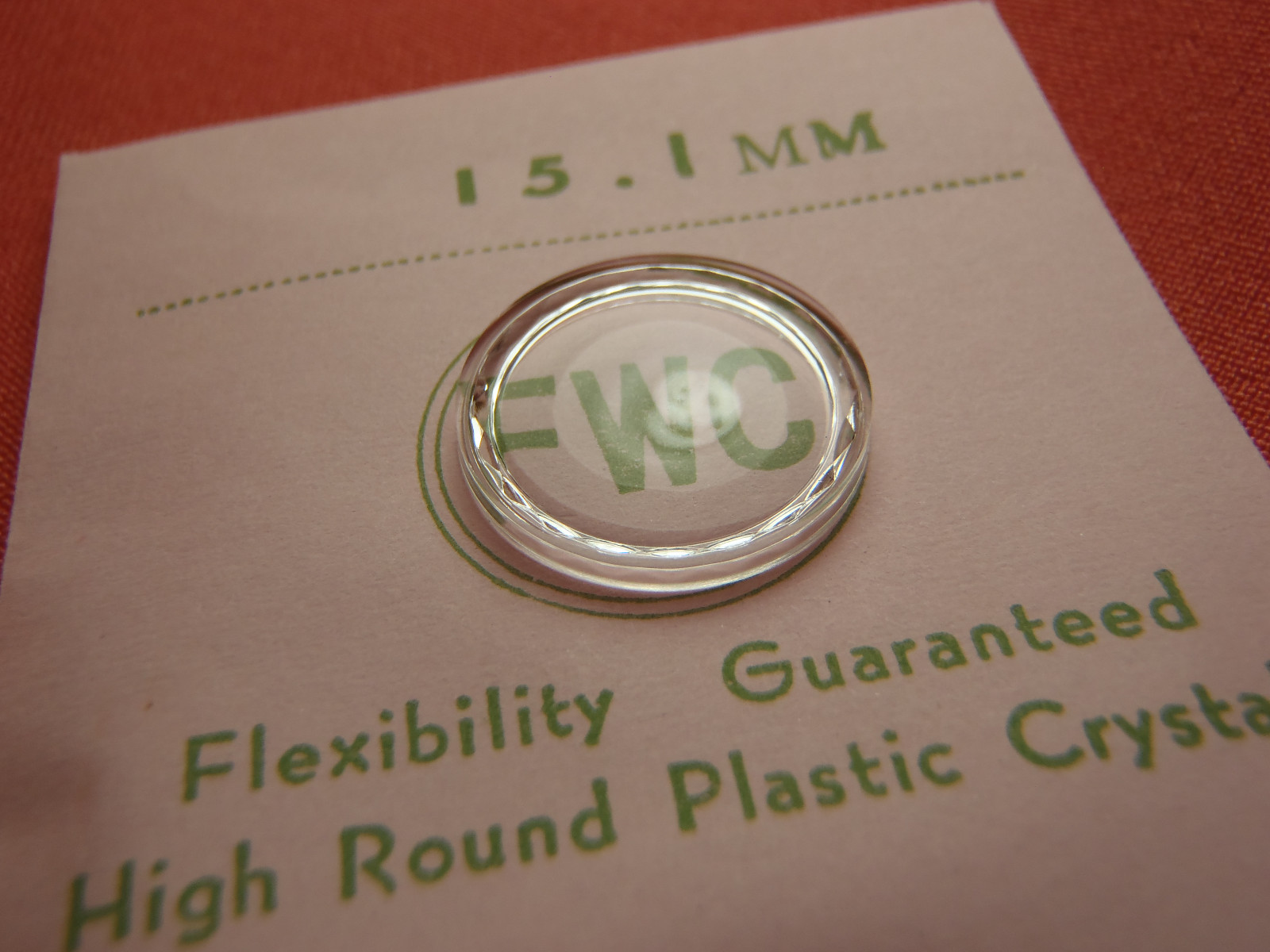 FWC HIGH ROUND Diamond Edge PLASTIC WATCH CRYSTAL 15.1 MM NOS