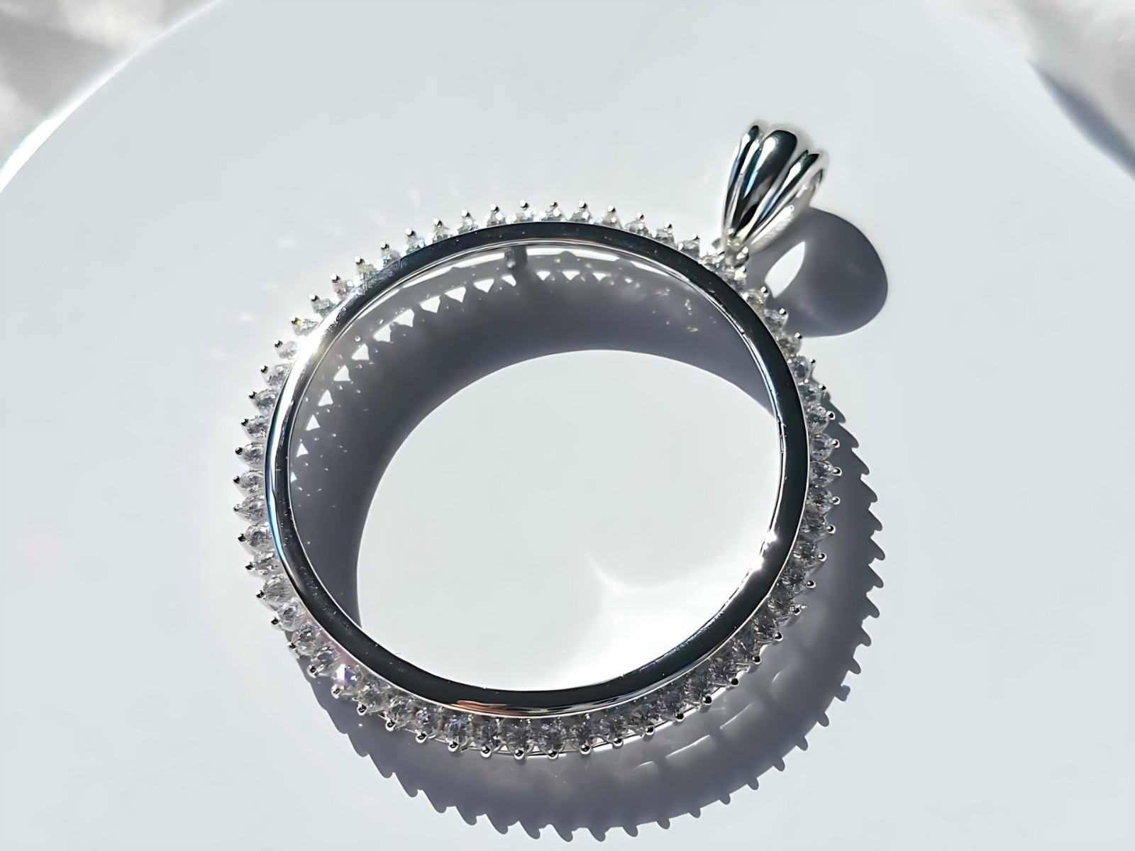 925 Sterling Silver Prong Back Cubic Zirconia CZ Halo Bezel for 38mm 1 Dollar