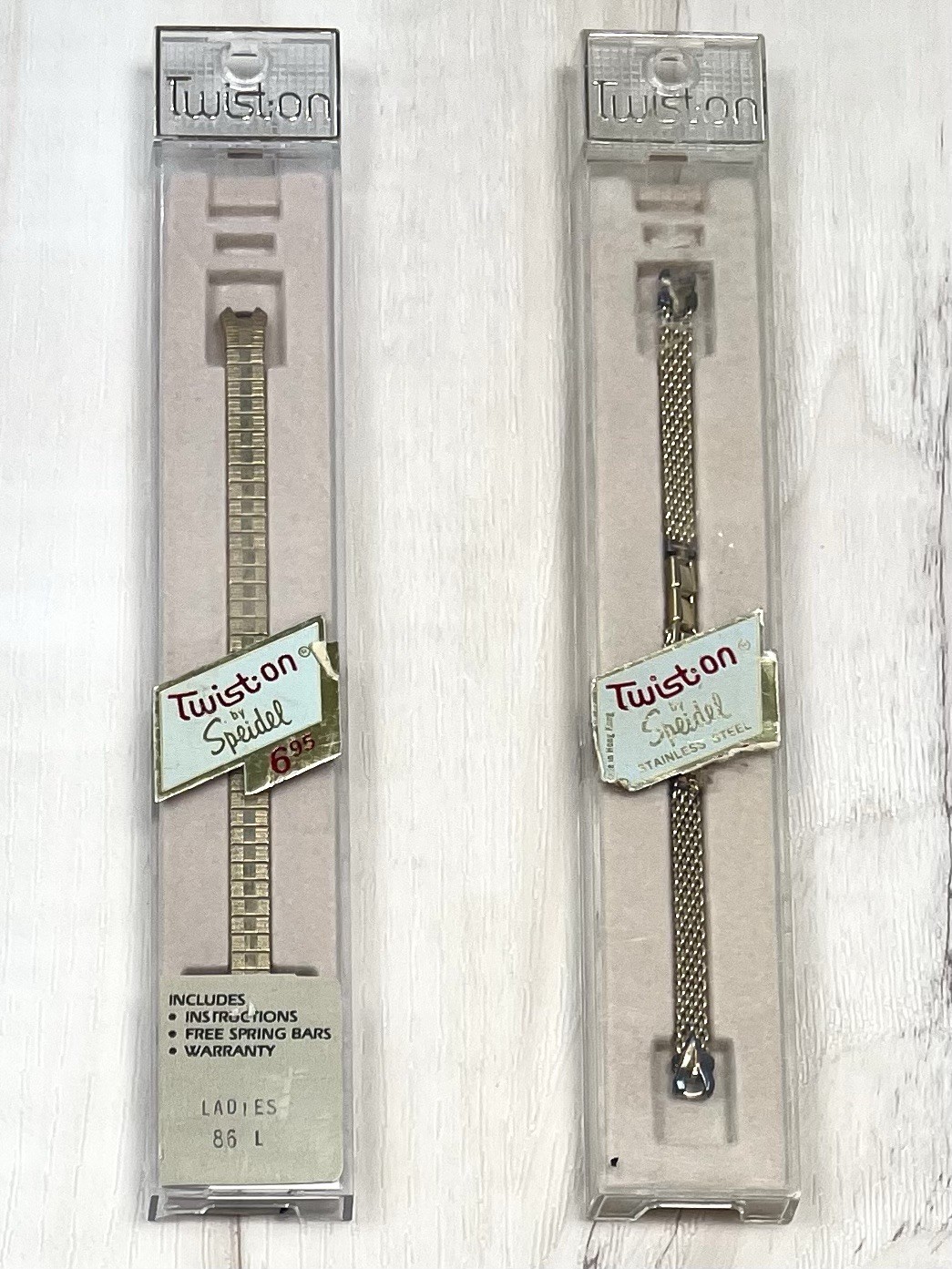 VTG Lot 2 Twist-on by SPEIDEL Ladies Stainless Steel 86 L Goldtone WATCH BANDS